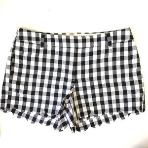J. Crew Gingham Scalloped Linen Shorts